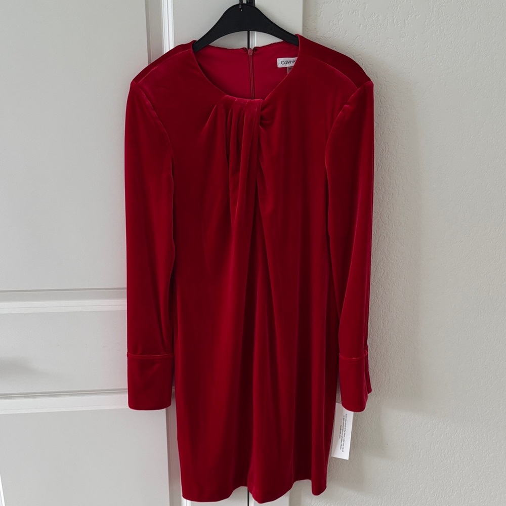 Calvin Klein Red Long Sleeve Dress